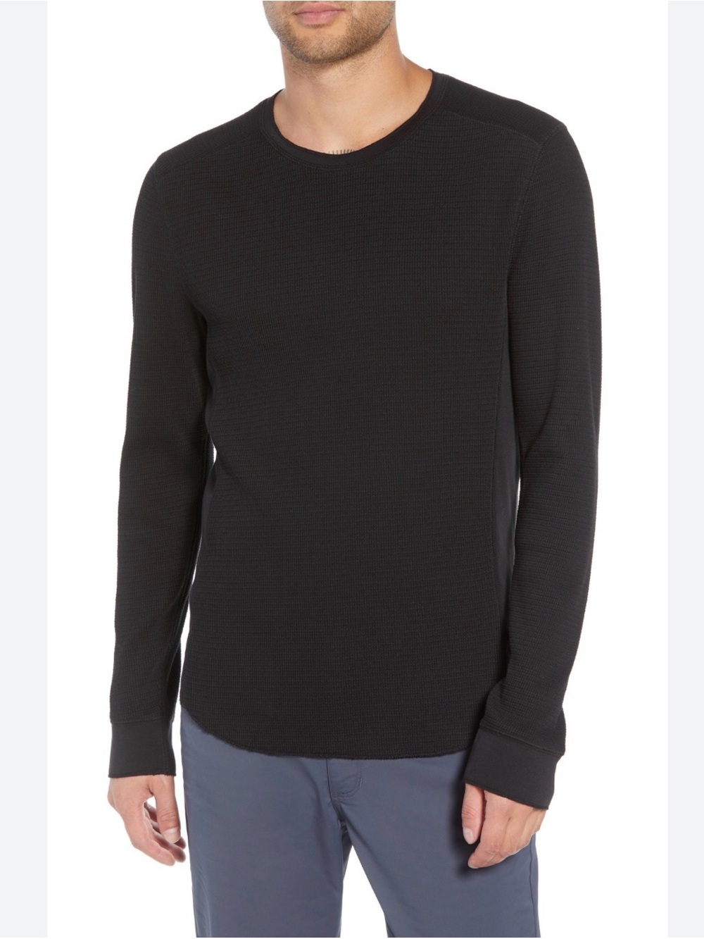 Vince Black Waffle Knit Crew Neck Pullover